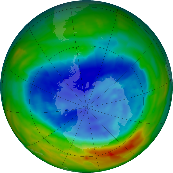 Antarctic ozone map for 01 September 2012